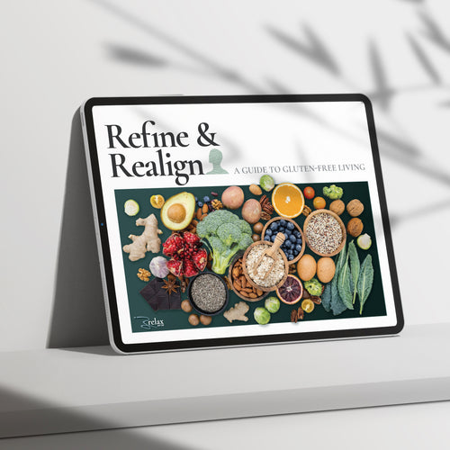 Refine and Realign A Guide to Gluten Free Living digital download — gluten sensitivity symptoms, where gluten hides, and how to start going gluten free