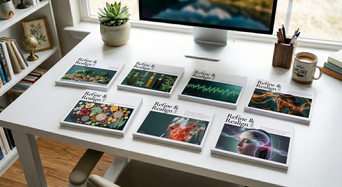 Complete Refine and Realign guide collection by Relax with CME — seven digital companion guides for chronic illness education and practical health tools