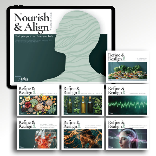 Complete Refine and Realign Bundle digital download — full chronic illness wellness guide collection covering inflammation, fatigue, clean eating, and listening to your body