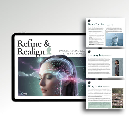 Refine and Realign Muscle Testing multi-page layout — applied kinesiology for beginners, food sensitivity testing, body intuition