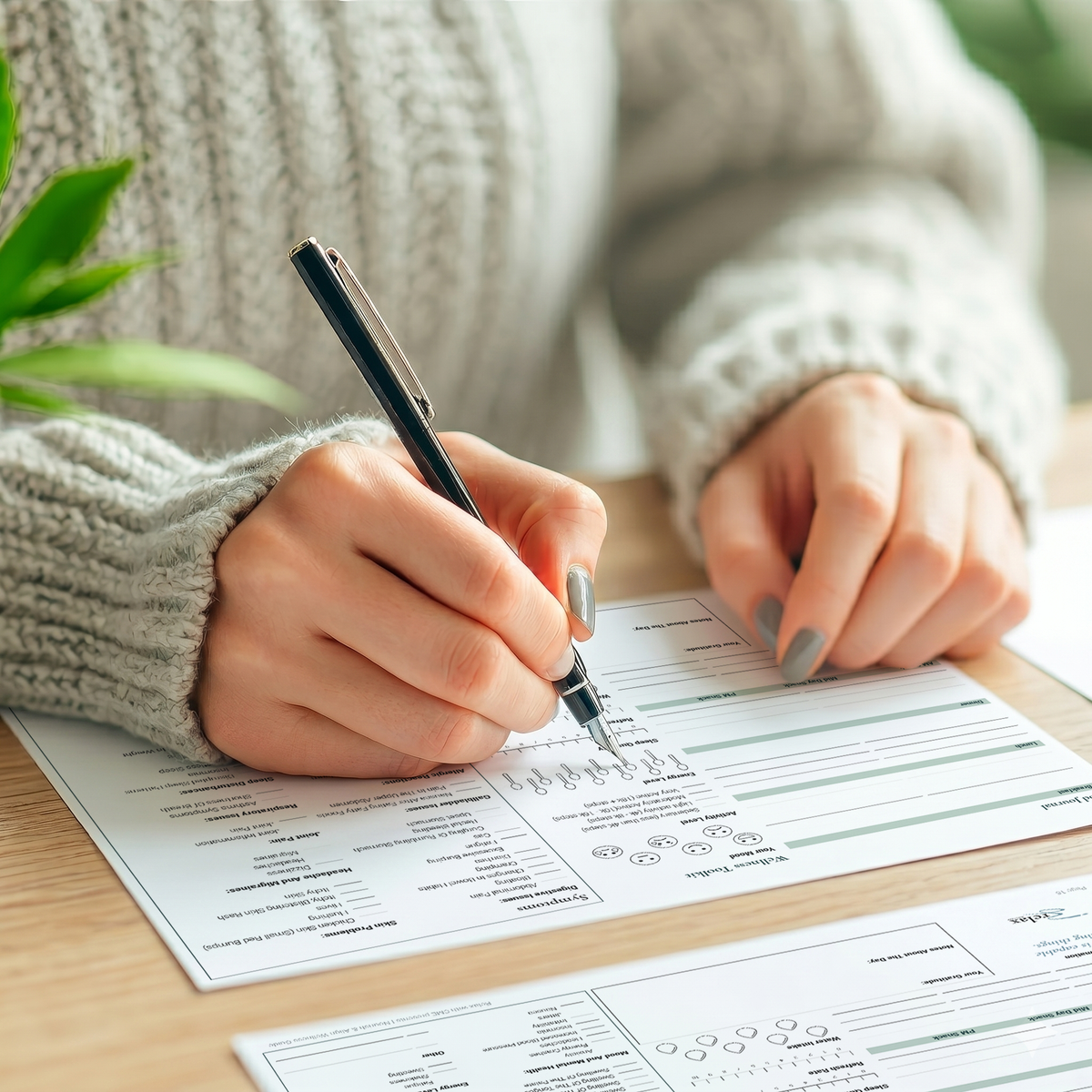 Filling out  the Nourish and Align Wellness Guide — wellness education for chronic illness from someone who has lived it